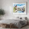 05 - Large Strasbourg Watercolor - Horizontal Art Print in Bedroom with Silver Metal Frame.jpg