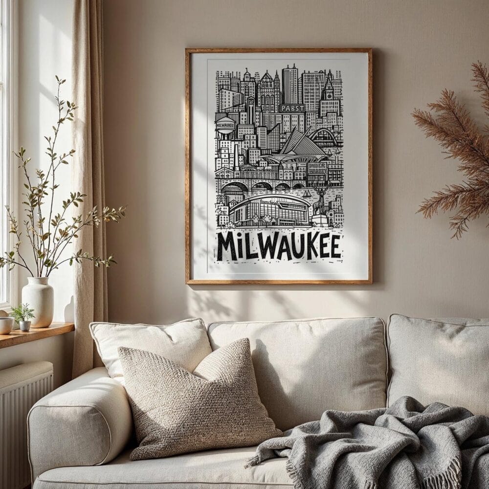 05 - Milwaukee City Art - Pencil Style Art Print with Vintage Wood Frame - Vertical.jpg 05 - Milwaukee City Art - Pencil Style Art Print with Vintage Wood Frame - Vertical.jpg
