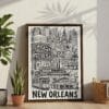 05 - New Orleans City Art - Pencil Style Canvas Print with Brown Floater Frame - Standing on Floor - Vertical.jpg