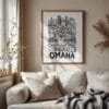 05 - Omaha City Art - Pencil Style Art Print with Vintage Wood Frame - Vertical.jpg