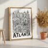 06 - Atlanta City Art - Pencil Style Canvas Print with Natural Floater Frame - Standing on Floor - Vertical.jpg