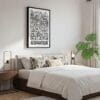 06 - Black Framed Albuquerque City Art - Pencil Style Canvas Print - Bedroom - Vertical.jpg