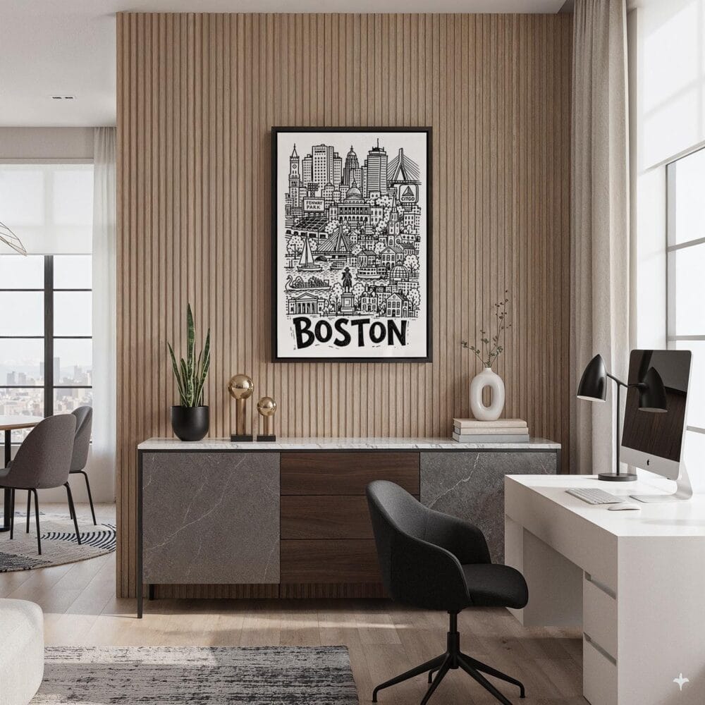 06 - Black Framed Boston City Art - Pencil Style Canvas Print - Home Office - Vertical.jpg 06 - Black Framed Boston City Art - Pencil Style Canvas Print - Home Office - Vertical.jpg