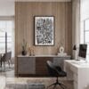 06 - Black Framed Boston City Art - Pencil Style Canvas Print - Home Office - Vertical.jpg