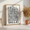 06 - Dallas City Art - Pencil Style Canvas Print with Natural Floater Frame - Standing on Floor - Vertical.jpg