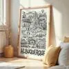 06 - Frame Albuquerque City Art - Pencil Style art print leaning against wall on floor - Vertical.jpg