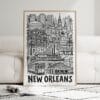 06 - Framed New Orleans City Art - Pencil Style Art Print leaning against couch - Vertical.jpg