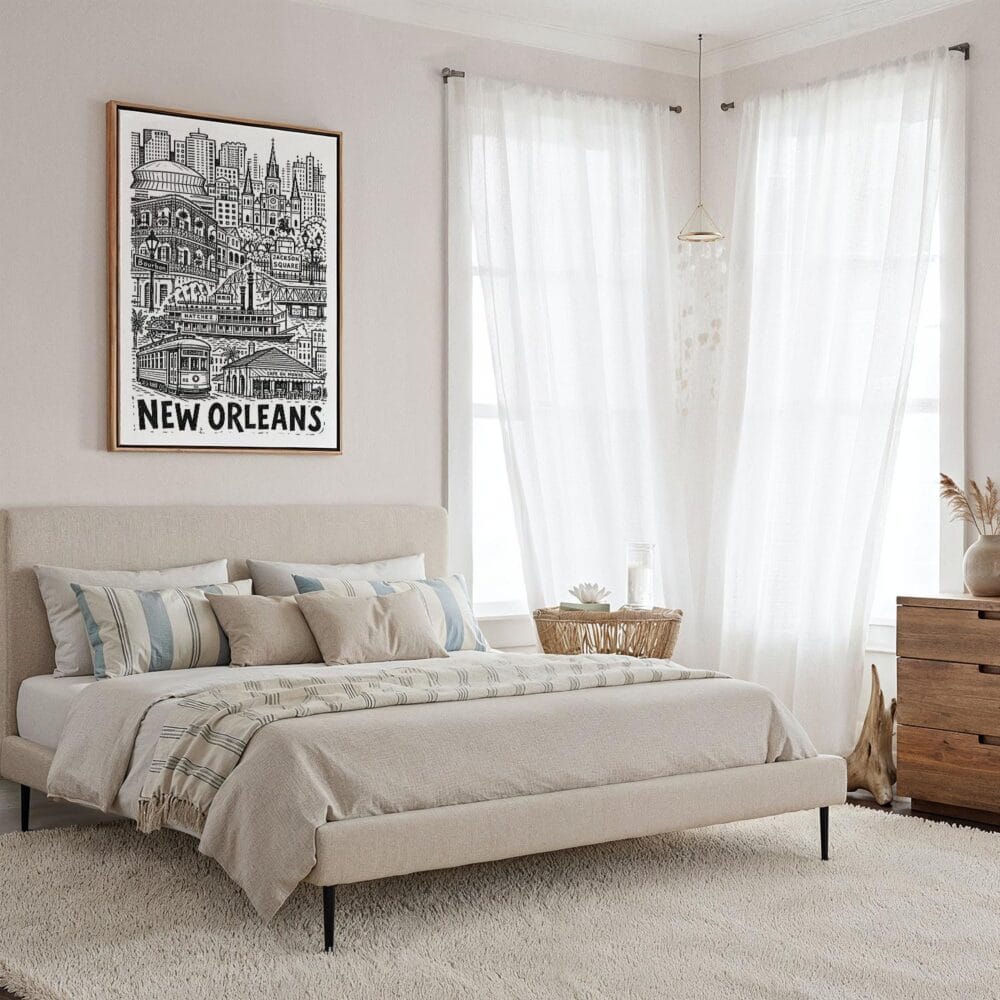 06 - Framed New Orleans City Art - Pencil Style Canvas Print - Coastal Bedroom - Vertical.jpg 06 - Framed New Orleans City Art - Pencil Style Canvas Print - Coastal Bedroom - Vertical.jpg