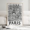 06 - Framed Paris City Art - Pencil Style Art Print leaning against couch - Vertical.jpg
