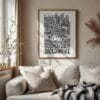 06 - Jacksonville City Art - Pencil Style Art Print with Vintage Wood Frame - Vertical.jpg
