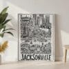 06 - Jacksonville City Art - Pencil Style Canvas Print with White Floater Frame - Standing on Floor - Vertical.jpg