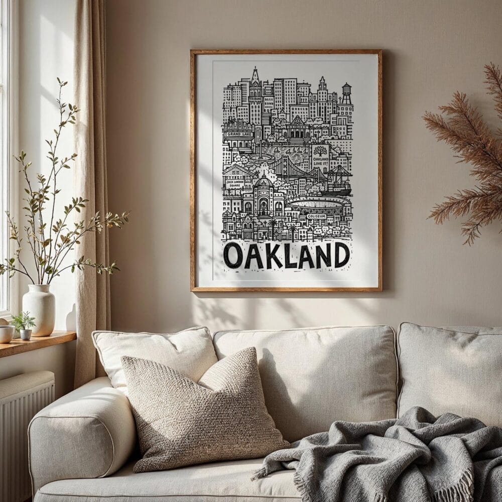 06 - Oakland City Art - Pencil Style Art Print with Vintage Wood Frame - Vertical.jpg 06 - Oakland City Art - Pencil Style Art Print with Vintage Wood Frame - Vertical.jpg