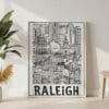 06 - Raleigh City Art - Pencil Style Canvas Print with White Floater Frame - Standing on Floor - Vertical.jpg