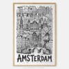 01 - Amsterdam City Art - Pencil Style Art Print - Main - Vertical.jpg
