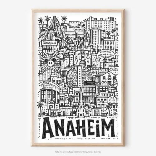 Home 3 01 - Anaheim City Art - Pencil Style Art - Digital Download - Main.jpg