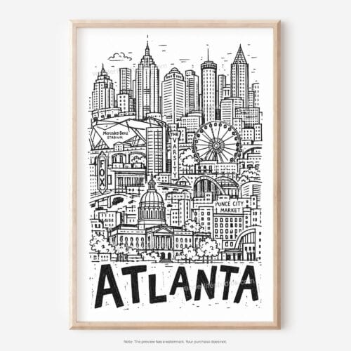 01 - Atlanta City Art - Pencil Style Art - Digital Download - Main.jpg