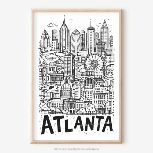 Home 4 01 - Atlanta City Art - Pencil Style Art - Digital Download - Main.jpg