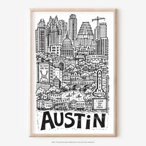 Home 5 01 - Austin City Art - Pencil Style Art - Digital Download - Main.jpg