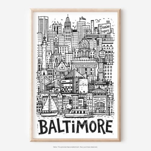 01 - Baltimore City Art - Pencil Style Art - Digital Download - Main.jpg