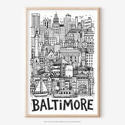 Home 7 01 - Baltimore City Art - Pencil Style Art - Digital Download - Main.jpg