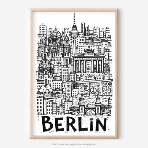 01 - Berlin City Art - Pencil Style Art - Digital Download - Main.jpg