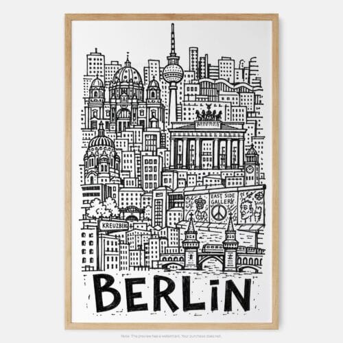 01 - Berlin City Art - Pencil Style Art Print - Main - Vertical.jpg