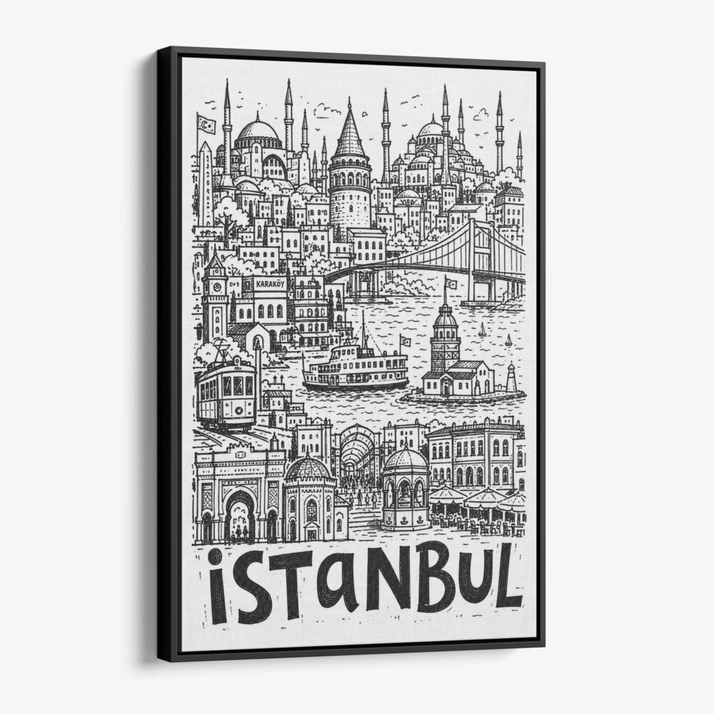 01 - Black Framed Istanbul City Art - Pencil Style Canvas Print - Vertical - Main - Side view.jpg 01 - Black Framed Istanbul City Art - Pencil Style Canvas Print - Vertical - Main - Side view.jpg