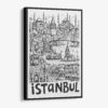 01 - Black Framed Istanbul City Art - Pencil Style Canvas Print - Vertical - Main - Side view.jpg