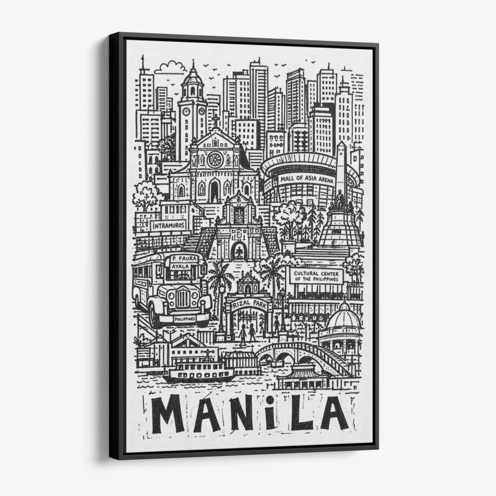 01 - Black Framed Manila City Art - Pencil Style Canvas Print - Vertical - Main - Side view.jpg 01 - Black Framed Manila City Art - Pencil Style Canvas Print - Vertical - Main - Side view.jpg