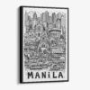 01 - Black Framed Manila City Art - Pencil Style Canvas Print - Vertical - Main - Side view.jpg