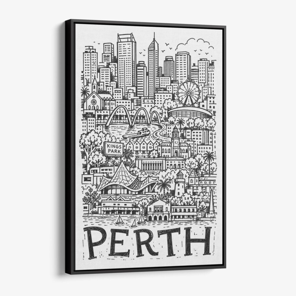 01 - Black Framed Perth City Art - Pencil Style Canvas Print - Vertical - Main - Side view.jpg 01 - Black Framed Perth City Art - Pencil Style Canvas Print - Vertical - Main - Side view.jpg