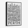 01 - Black Framed Perth City Art - Pencil Style Canvas Print - Vertical - Main - Side view.jpg