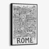 01 - Black Framed Rome City Art - Pencil Style Canvas Print - Vertical - Main - Side view.jpg