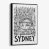 01 - Black Framed Sydney City Art - Pencil Style Canvas Print - Vertical - Main - Side view.jpg