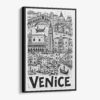 01 - Black Framed Venice City Art - Pencil Style Canvas Print - Vertical - Main - Side view.jpg