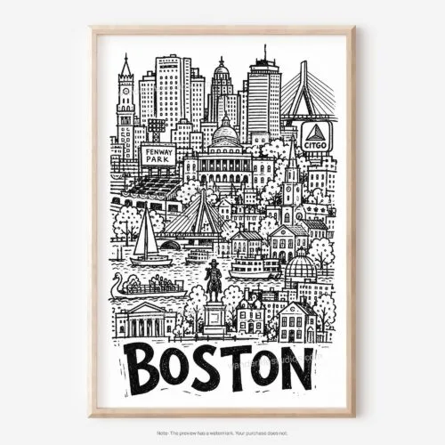 Home 8 01 - Boston City Art - Pencil Style Art - Digital Download - Main.jpg
