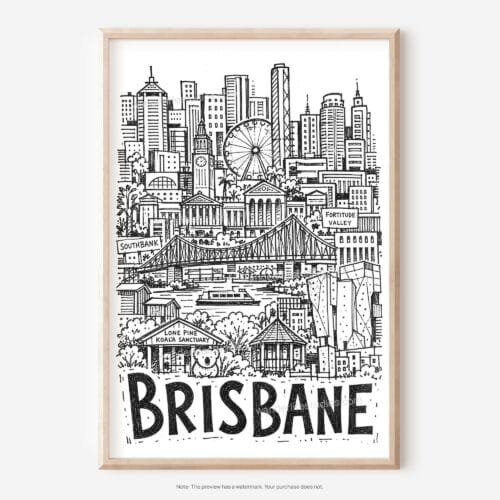 01 - Brisbane City Art - Pencil Style2 Art - Digital Download - Main.jpg