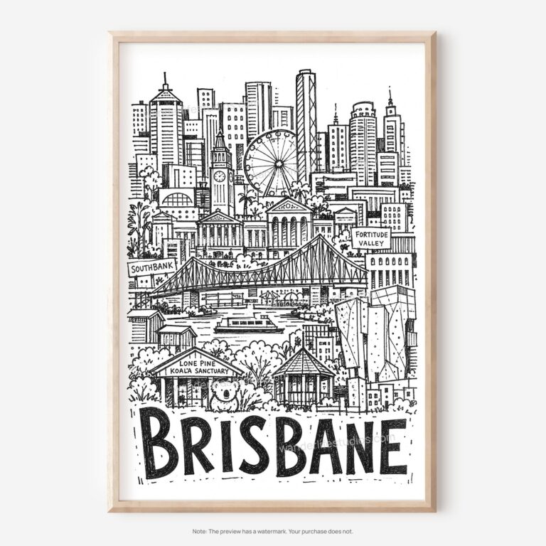 01 - Brisbane City Art - Pencil Style2 Art - Digital Download - Main.jpg