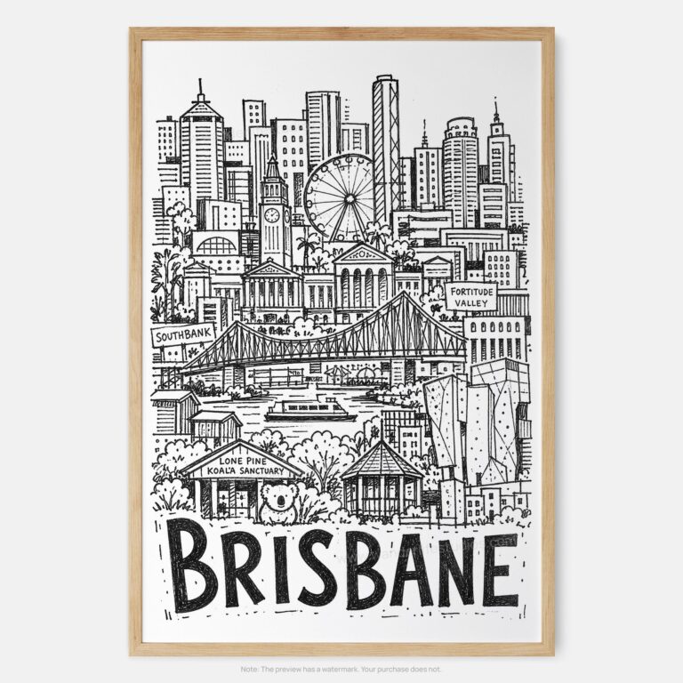 01 - Brisbane City Art - Pencil Style2 Art Print - Main - Vertical.jpg