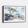 01 - Brown Framed Hawaii Volcanoes National Park Watercolor - Horizontal-36x24 Canvas Print - Main - Side view.jpg