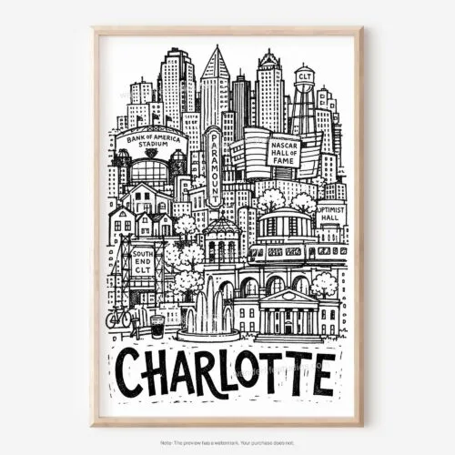 Home 9 01 - Charlotte City Art - Pencil Style Art - Digital Download - Main.jpg
