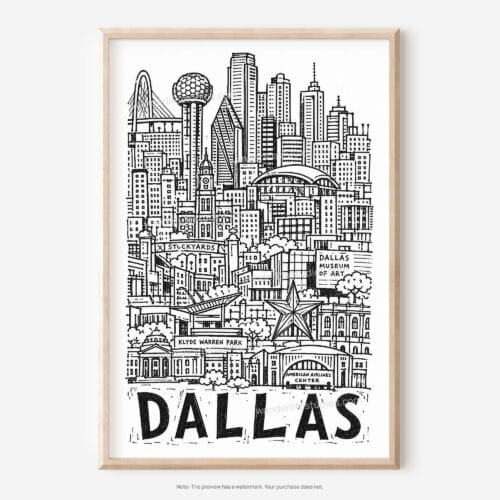 01 - Dallas City Art - Pencil Style Art - Digital Download - Main.jpg