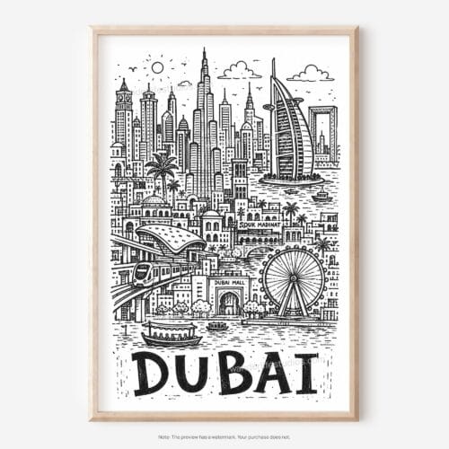 01 - Dubai City Art - Pencil Style Art - Digital Download - Main.jpg