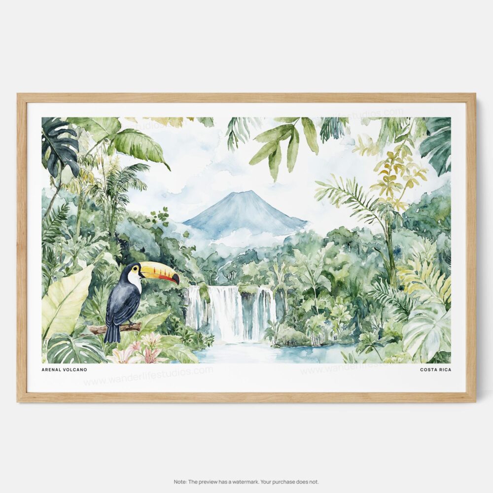 01 - Framed Costa Rica Arenal Volcano Watercolor - Horizontal-36x24 Art Print - Main.jpg 01 - Framed Costa Rica Arenal Volcano Watercolor - Horizontal-36x24 Art Print - Main.jpg