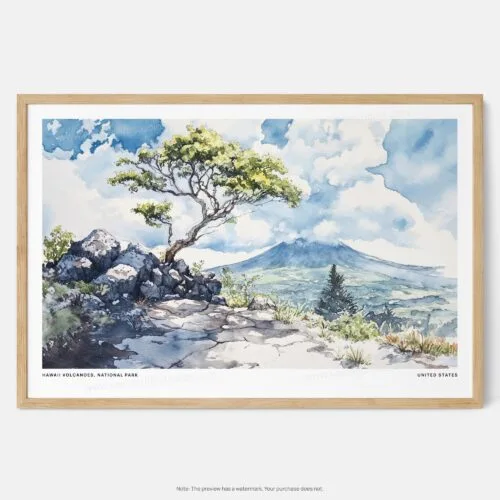 Home 7 01 - Framed Hawaii Volcanoes National Park Watercolor - Horizontal-36x24 Art Print - Main.jpg