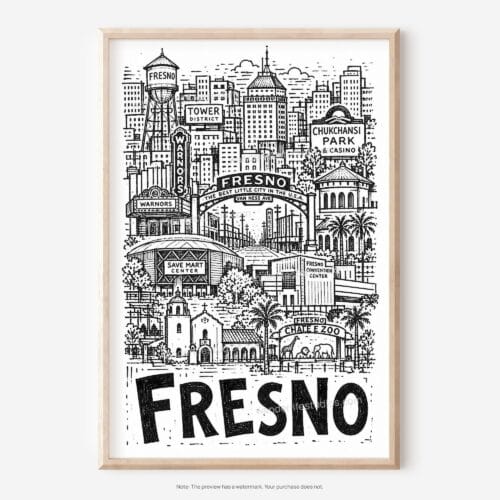01 - Fresno City Art - Pencil Style Art - Digital Download - Main.jpg