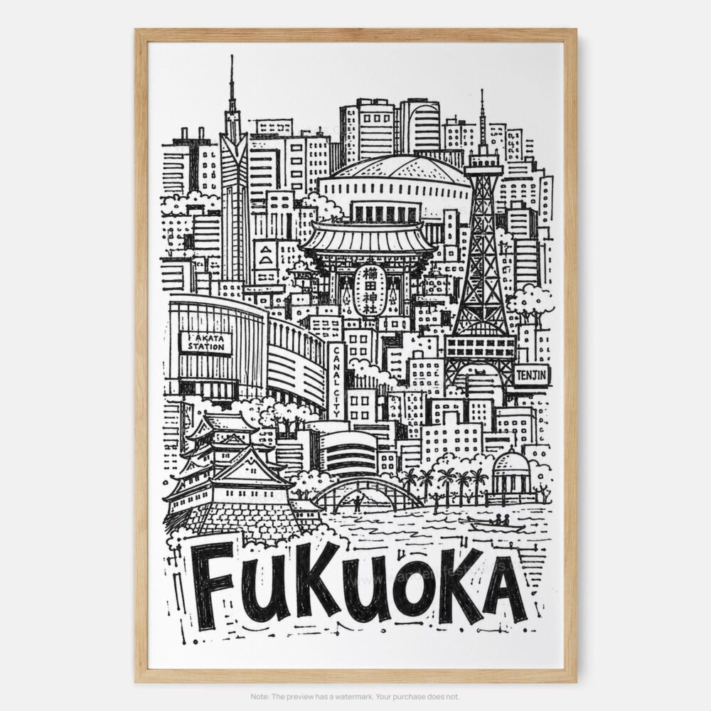 01 - Fukuoka City Art - Pencil Style Art Print - Main - Vertical.jpg 01 - Fukuoka City Art - Pencil Style Art Print - Main - Vertical.jpg