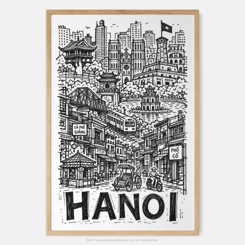 01 - Hanoi City Art - Pencil Style Art Print - Main - Vertical.jpg