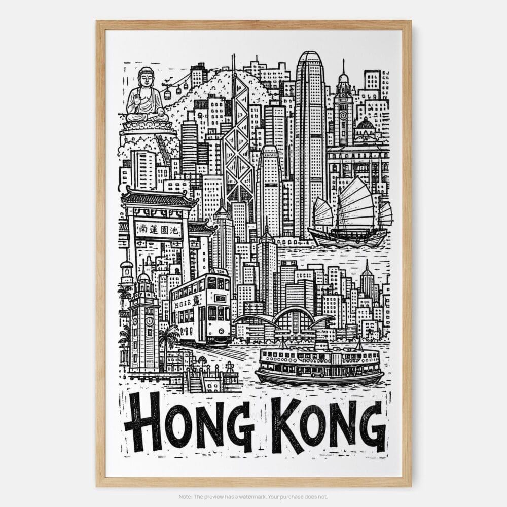 01 - Hong Kong City Art - Pencil Style Art Print - Main - Vertical.jpg 01 - Hong Kong City Art - Pencil Style Art Print - Main - Vertical.jpg