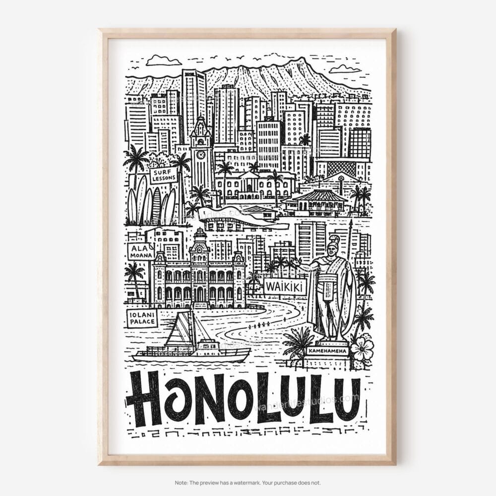 01 - Honolulu City Art - Pencil Style Art - Digital Download - Main.jpg 01 - Honolulu City Art - Pencil Style Art - Digital Download - Main.jpg